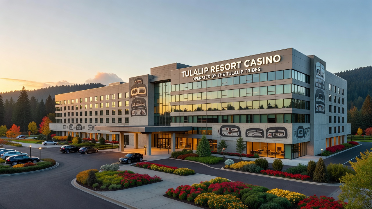 Interior of Tulalip Resort Casino showing new slot machines and bar areas after expansion